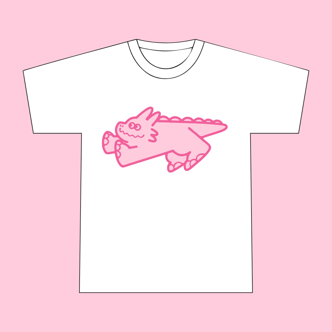 (Pop-Up Only) T-shirt White / Pink - Musoka Dragon