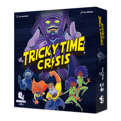 Tricky Time Crisis card game packshot with cards on display